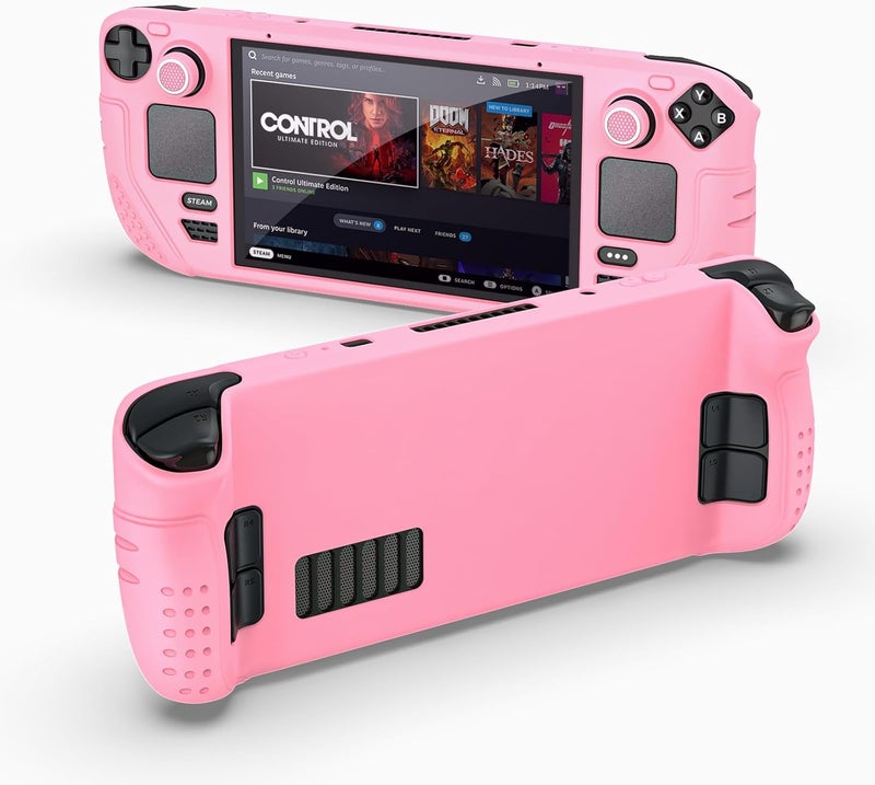 IINE Protective Case for Steam Desk OLED, Steamdesk OLED Silicone Cover Case, 9-in-1 Protective Silicone Shell with Anti-Scratch Cover Protector, Steam Deck OLED Accessories Set,Pink - Image 1
